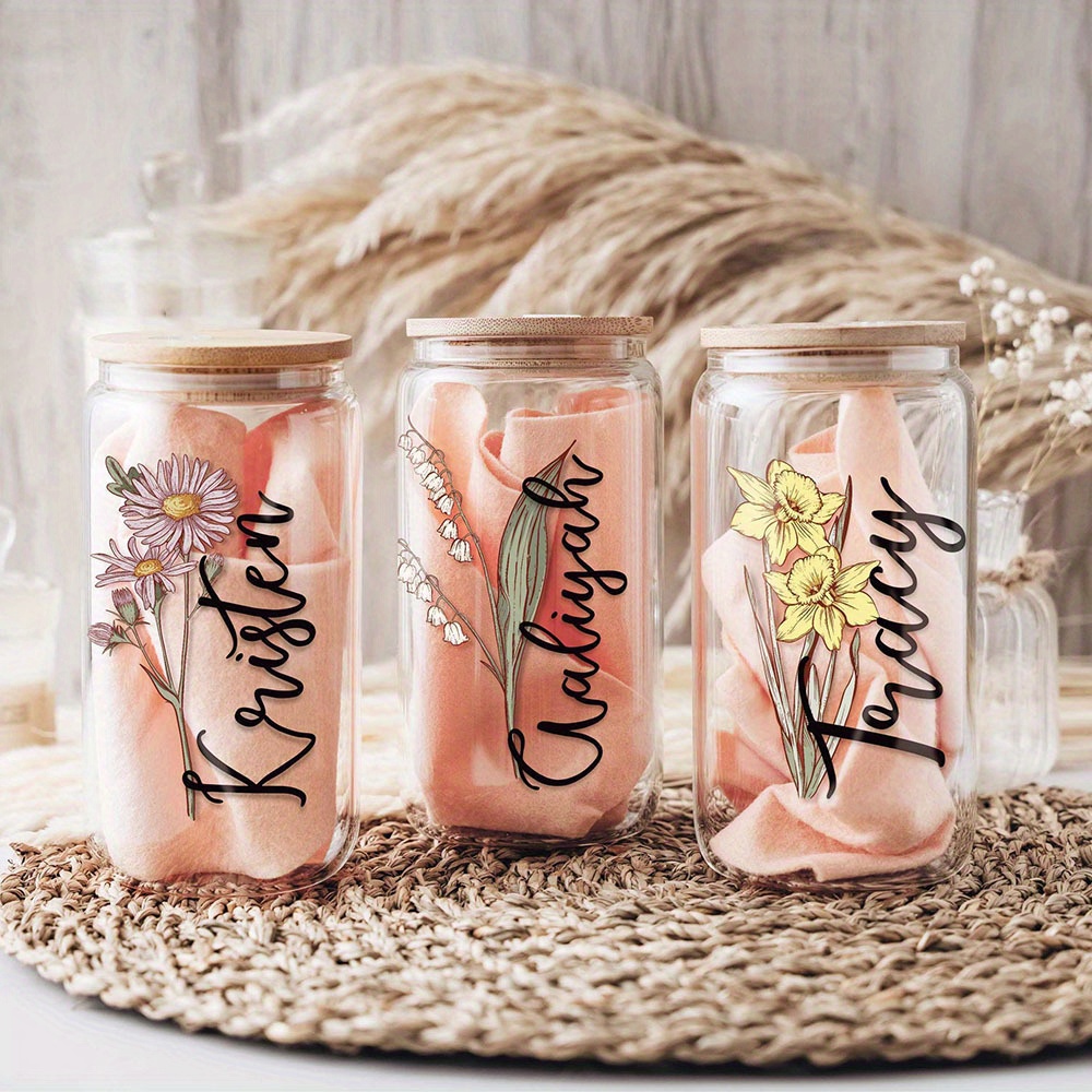 Custom Birth Flower Name Glass - Coffee Equipment With Name ulasan dan harga