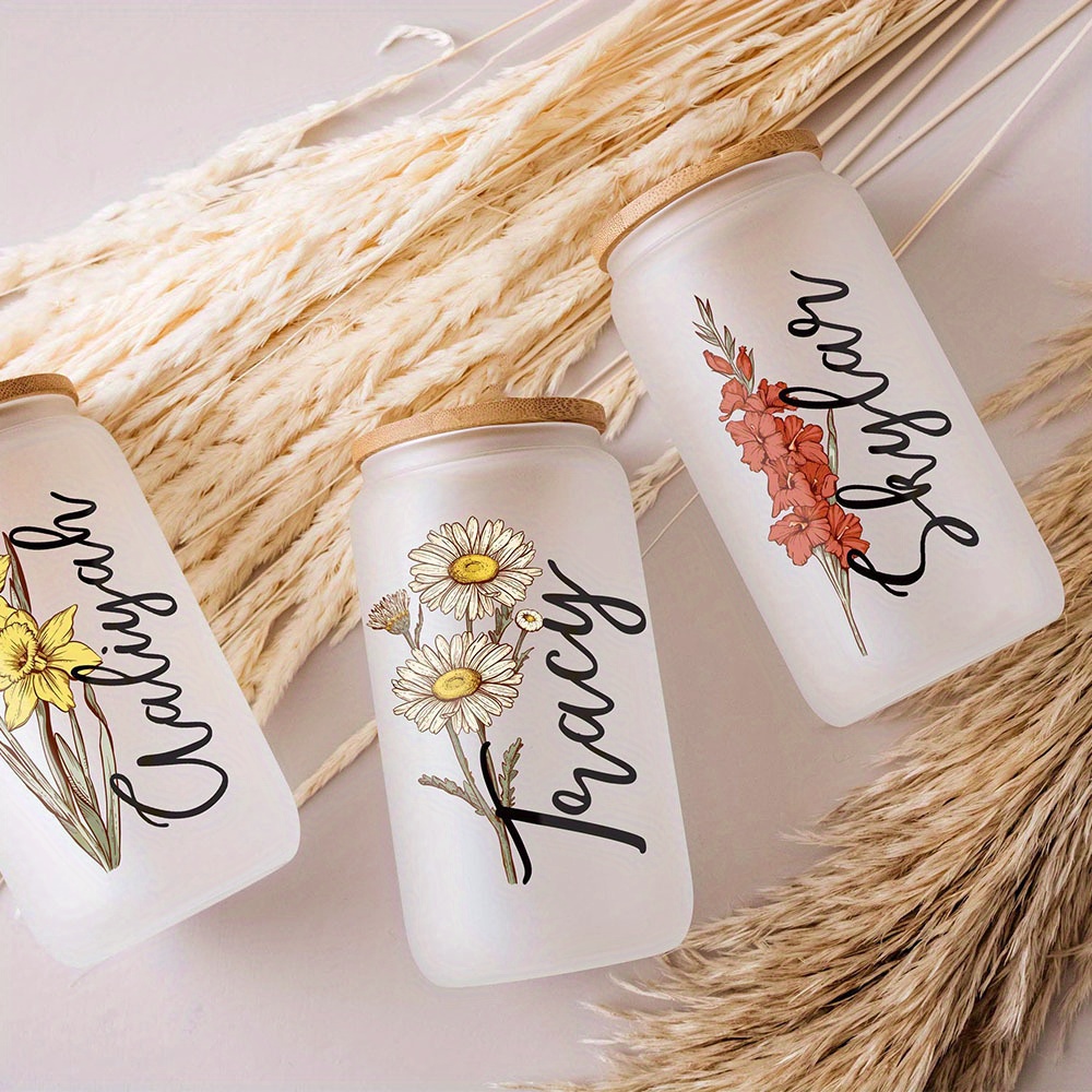 Custom Birth Flower Name Glass - Coffee Equipment With Name ulasan dan harga