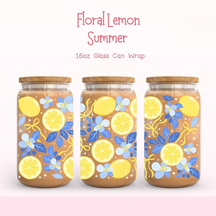 Lemon Floral UV DTF Transfer S - Espresso Shot Glass ulasan dan harga